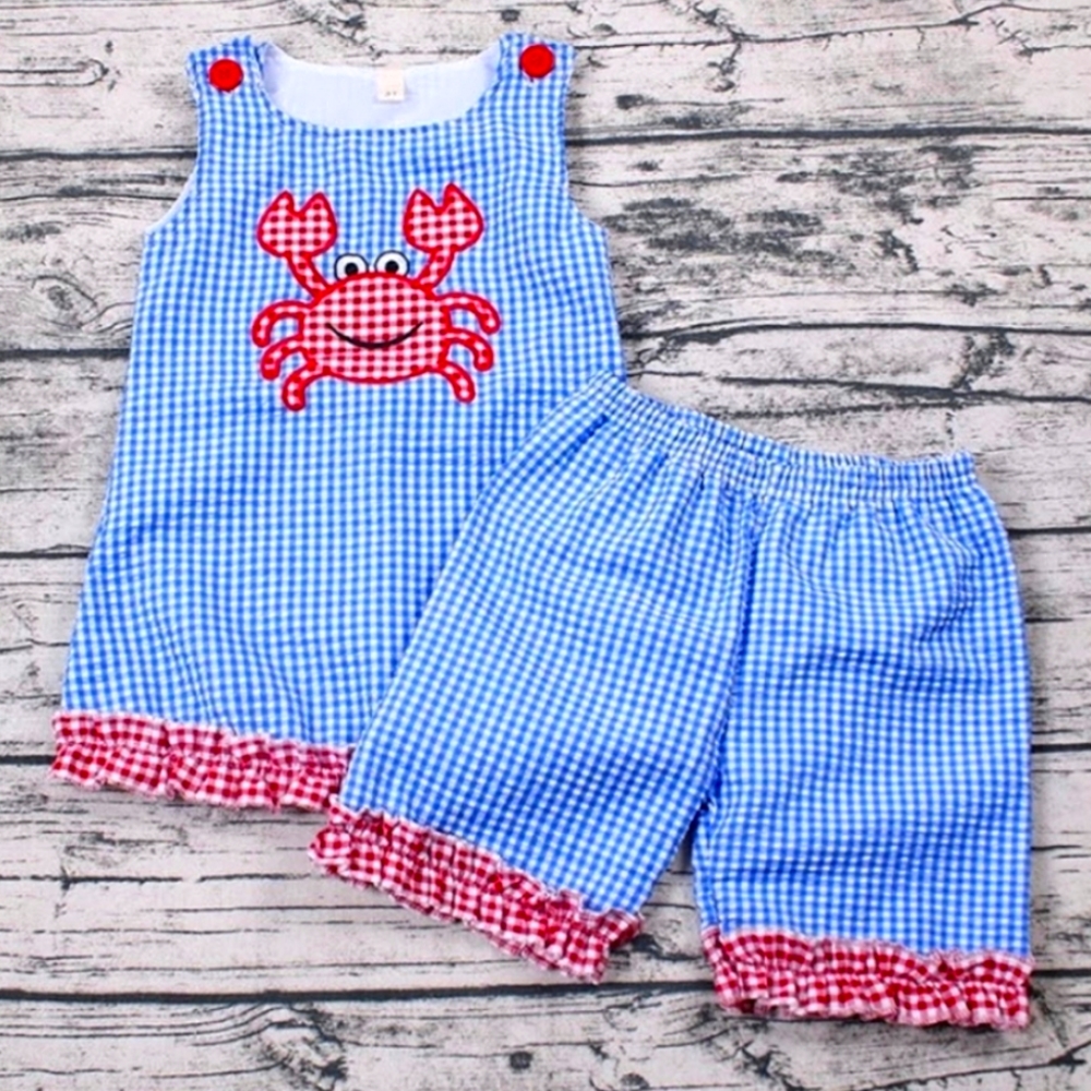 Blue & Red Crab Ruffle Outfit